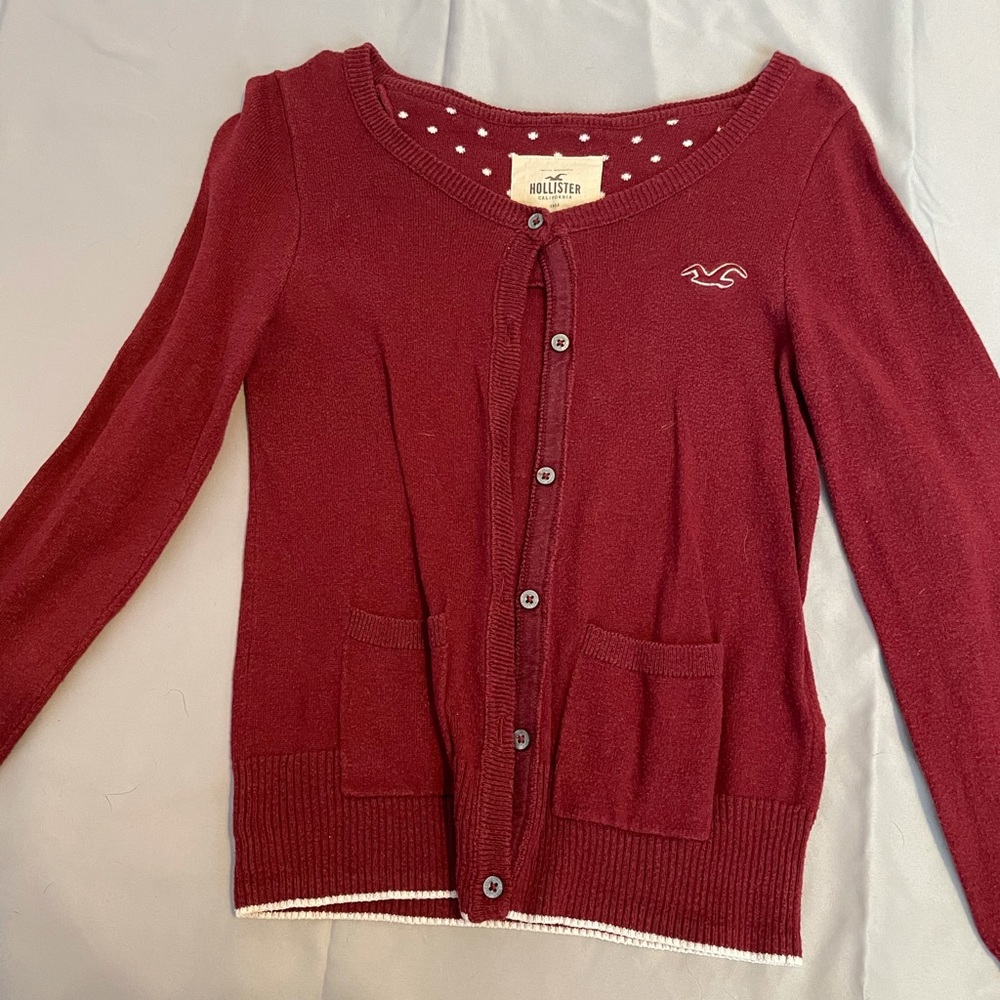 Hollister burgundy cardigan